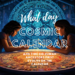 What day and time did human ancestors first evolve on the cosmic calendar?